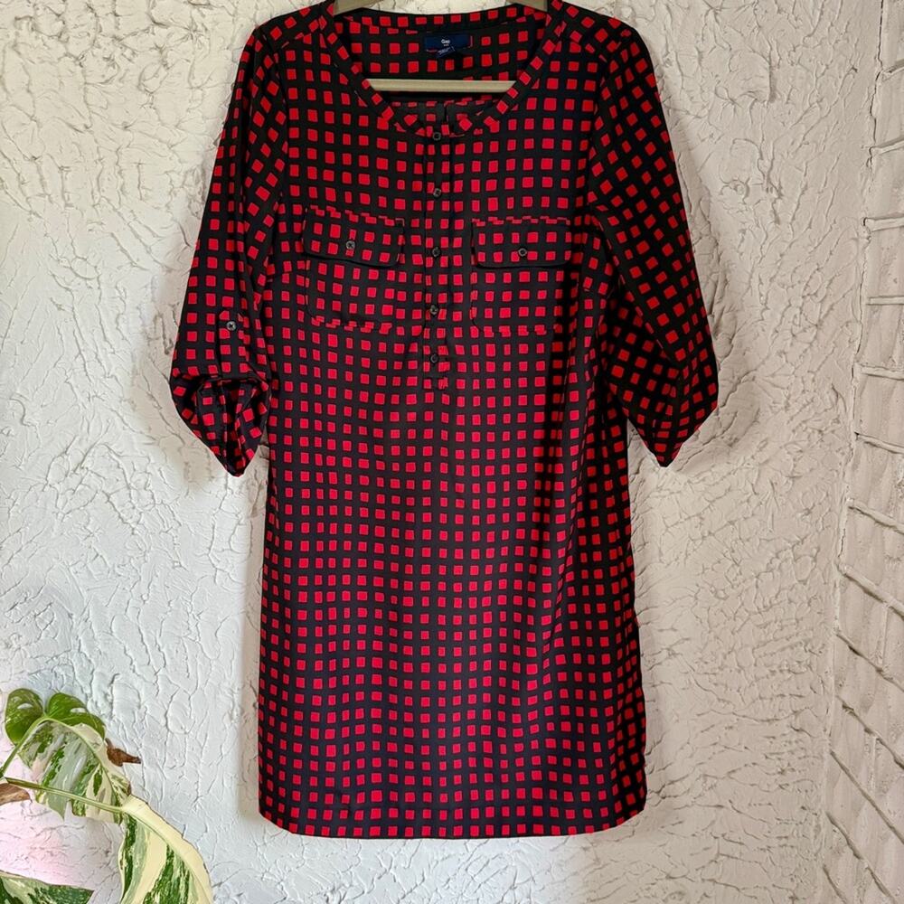 GAP Red and Black Patterned Dress